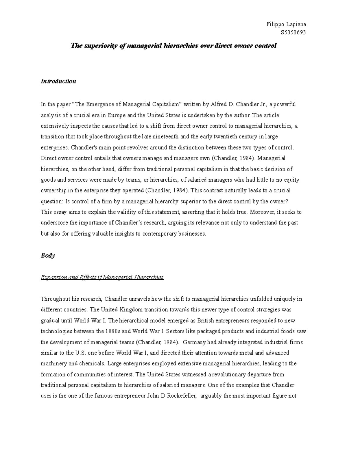 The Superiority of Managerial Capitalism Over Direct Owner Control ...