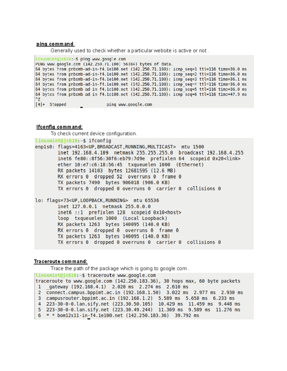 CN LAB DAY 1 - assingment - ping command : Generally used to check ...