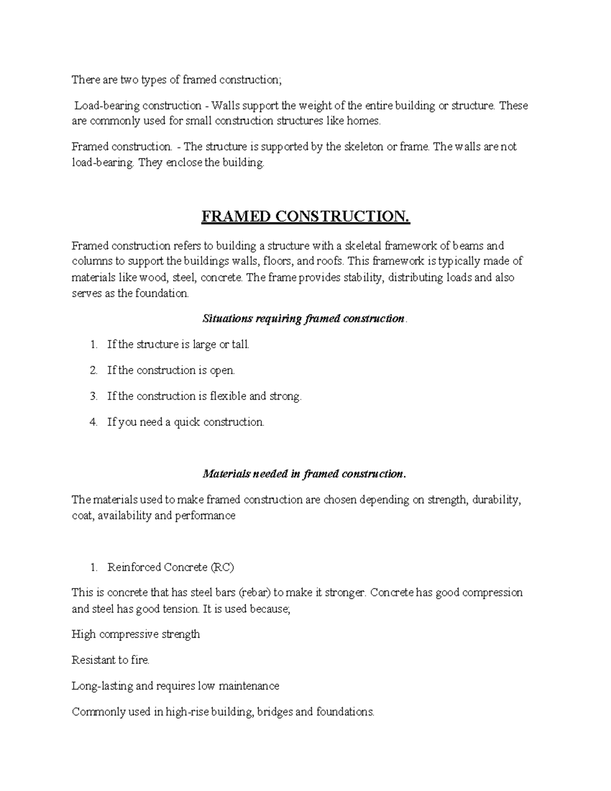 Framed Construction Notes (Course Code: PPP) - Studocu