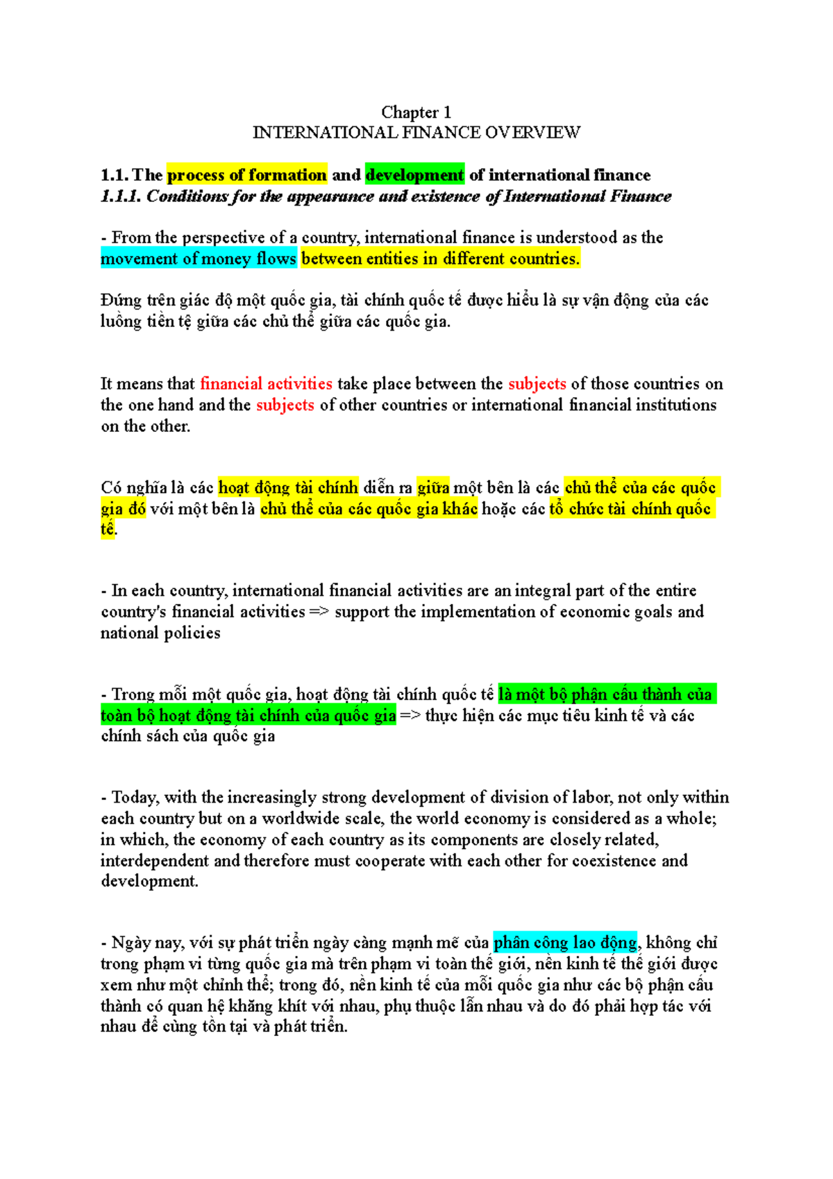 International finance Chapter 01 - Chapter 1 INTERNATIONAL FINANCE ...