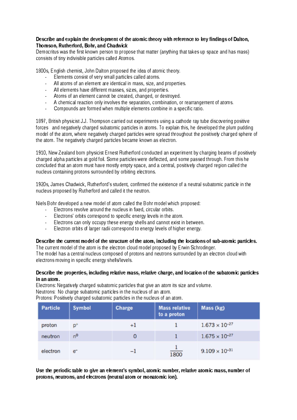 Chem1001: Comprehensive Learning Notes on Atomic Theory and Bonding ...
