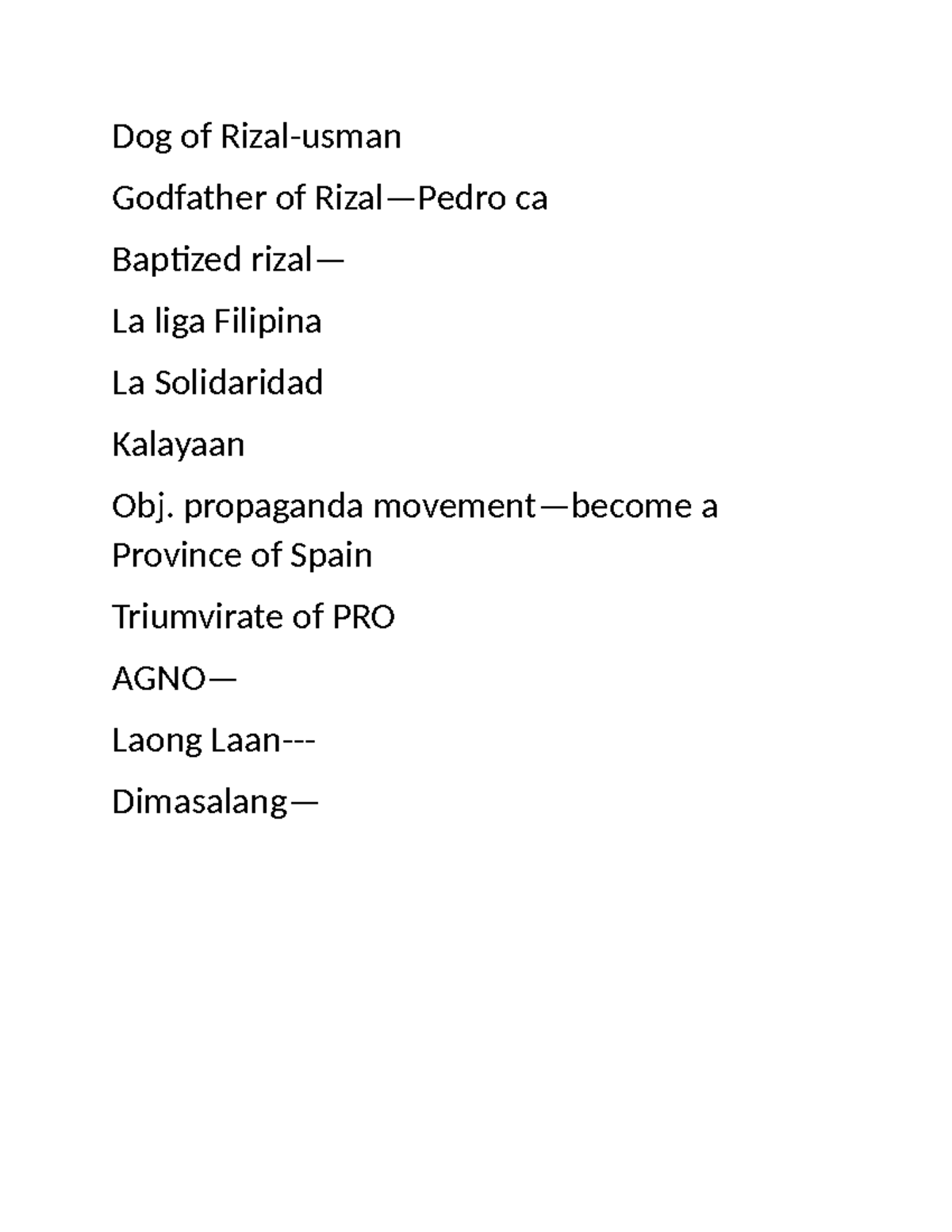 Dog of Rizal - learn - Dog of Rizal-usman Godfather of Rizal—Pedro ca ...