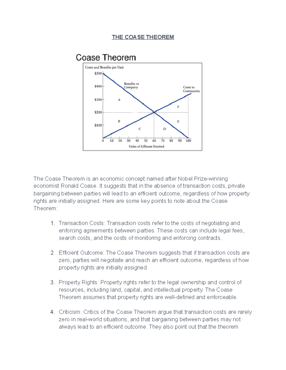 Coase Theorem - It suggests that in the absence of transaction costs ...