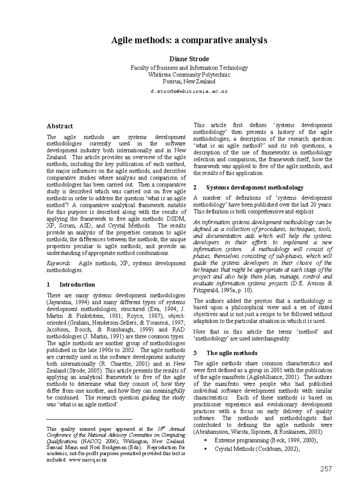 Comparative Analysis of Agile Methods: A Study on DSDM, XP, Scrum, ASD ...