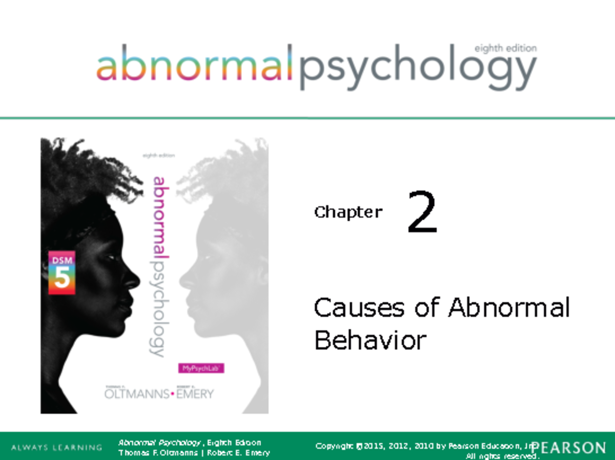 Abnormal Psychology (Psy 101): Chapter 2 PowerPoint Overview - Studocu
