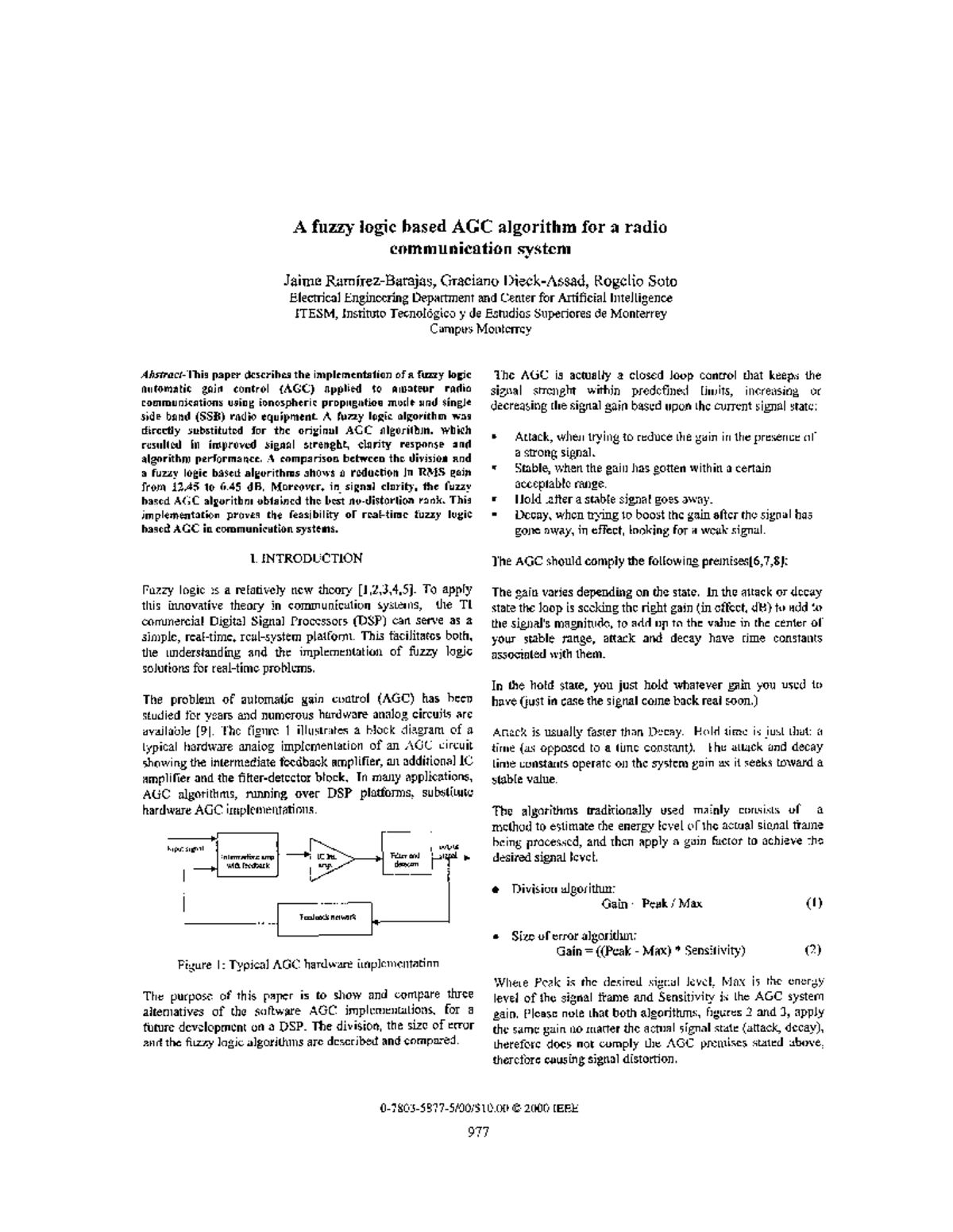 1 a fuzzy logic based agc algorithm for a radio communication syst - A ...