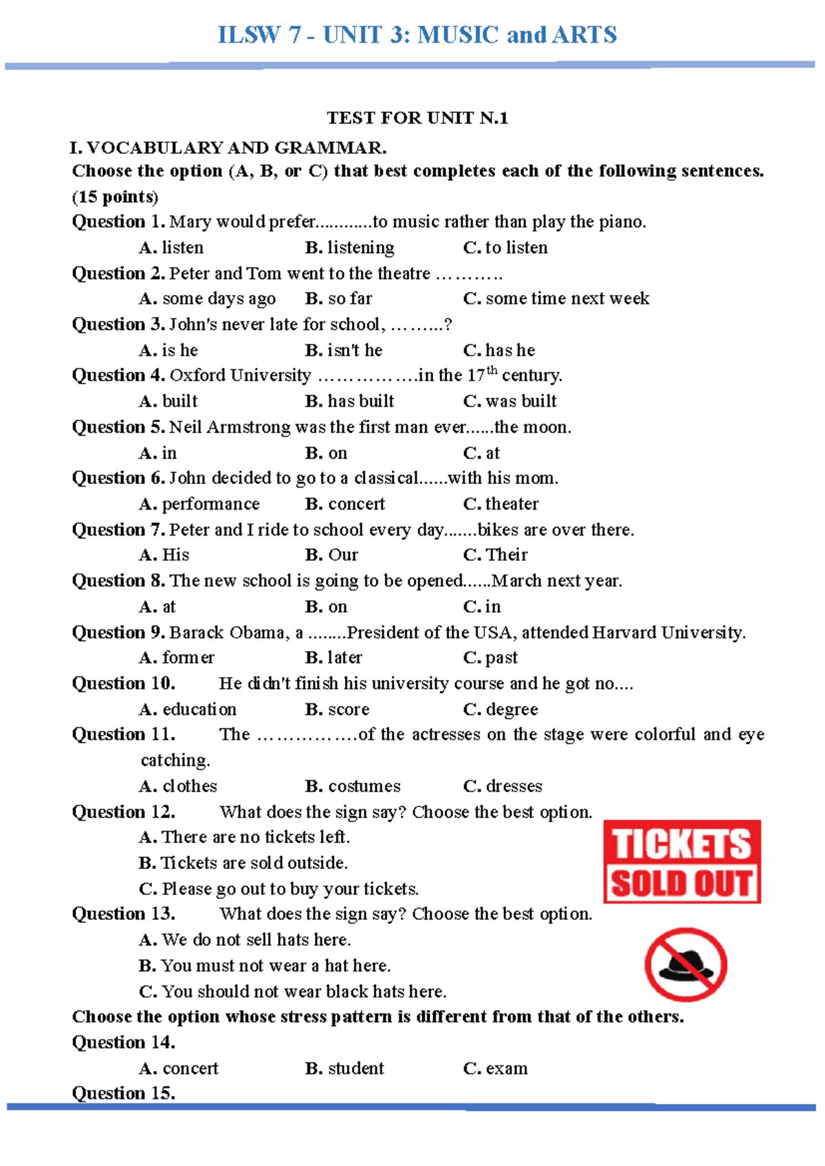 Unit 3 Review for Grade 7 - Practice Test - Studocu
