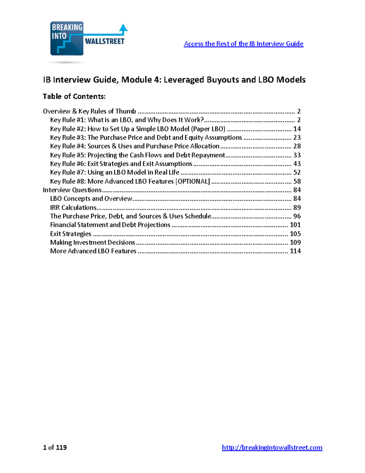 IBIG 04 07 Comprehensive Guide to Leveraged Buyouts & LBO Models - Studocu