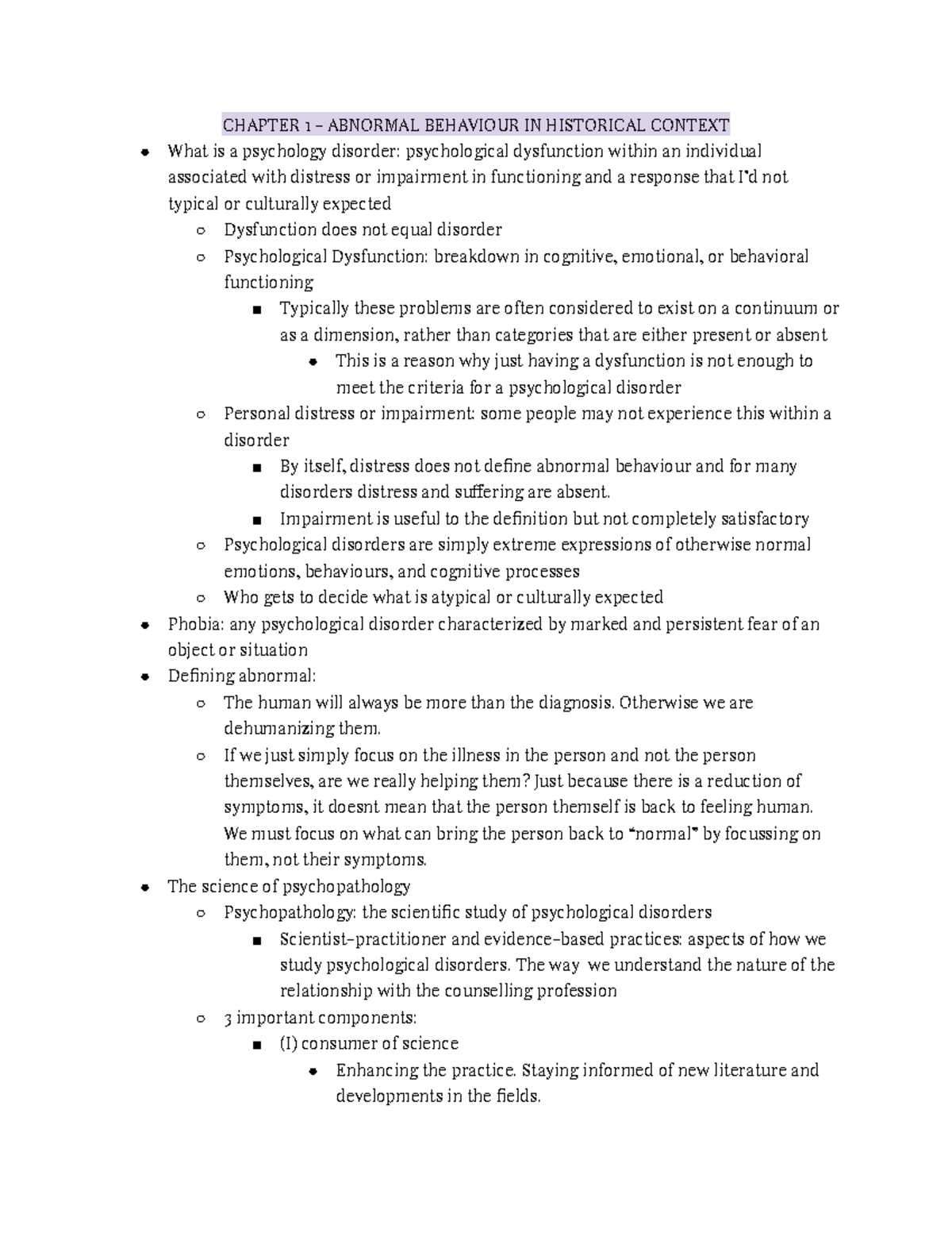 PSYC 339: CH 1 - Understanding Abnormal Behavior Historically - Studocu
