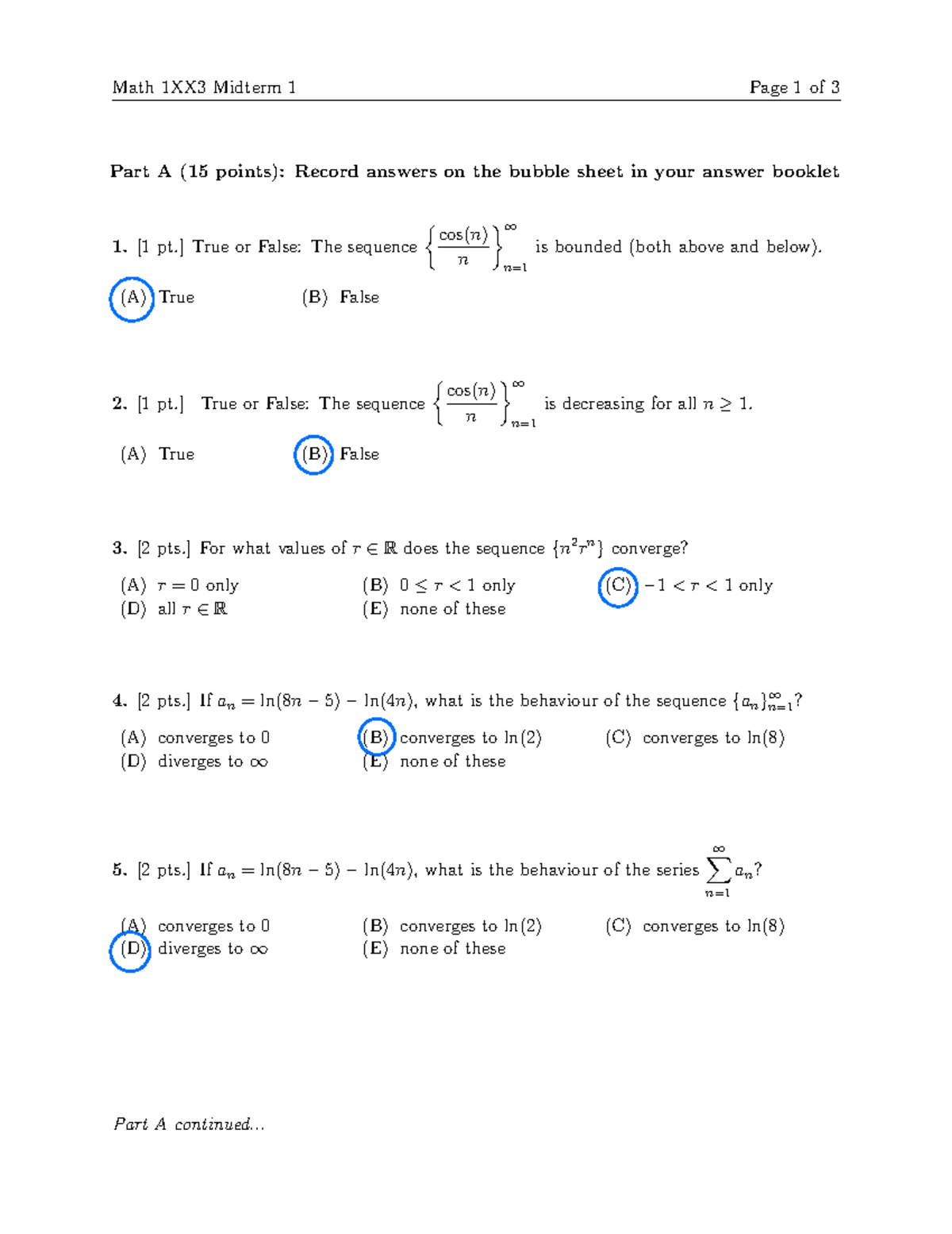 Math 1XX3 Midterm 1 Solutions: Part A Overview - Studocu