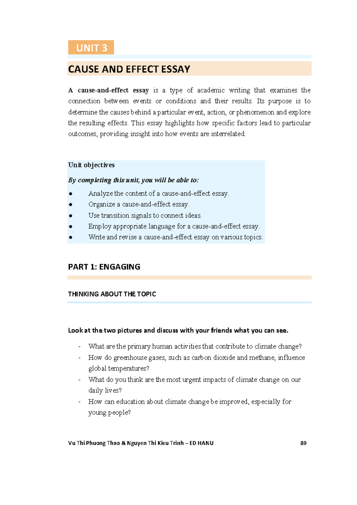 UNIT 3: CAUSE AND EFFECT ESSAY GUIDELINES - Studocu