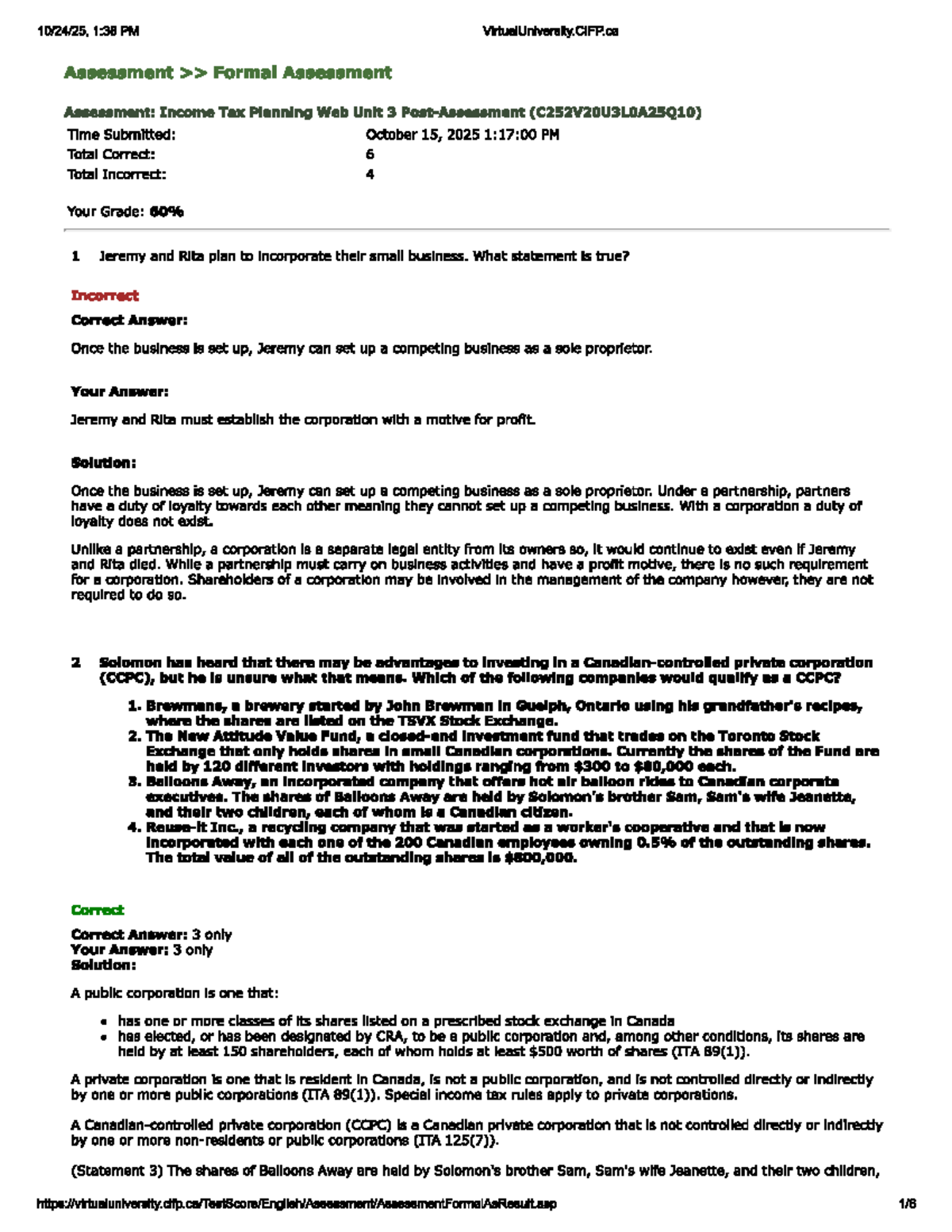 Unit 3 - Income Tax Planning Practice Exam (C252V20U3) - Studocu