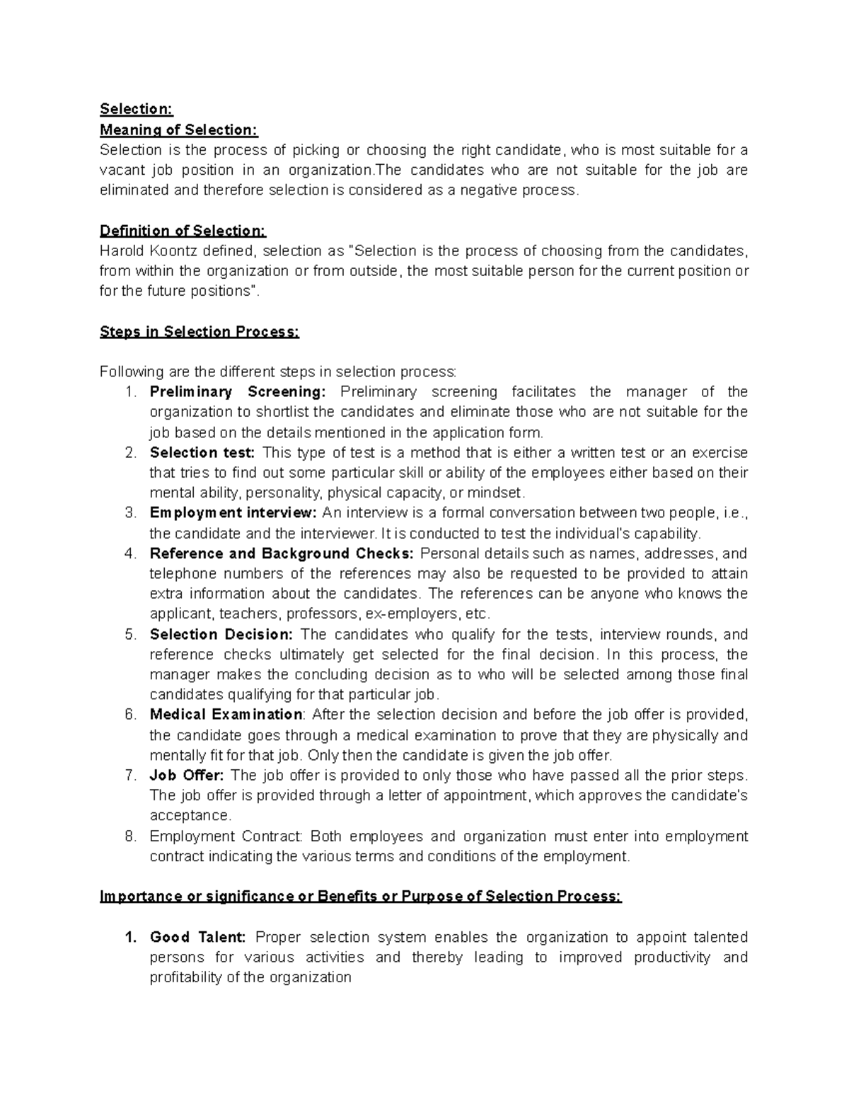 Selection Process and Training Overview: Module 4 Part 2 - OPC - Studocu