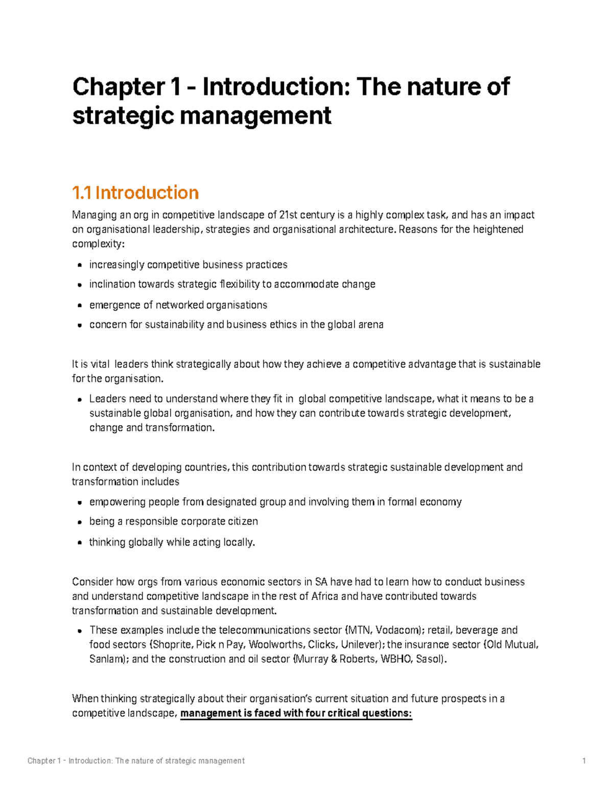 Chp 1 SM - Introduction to Strategic Management Concepts - Studocu