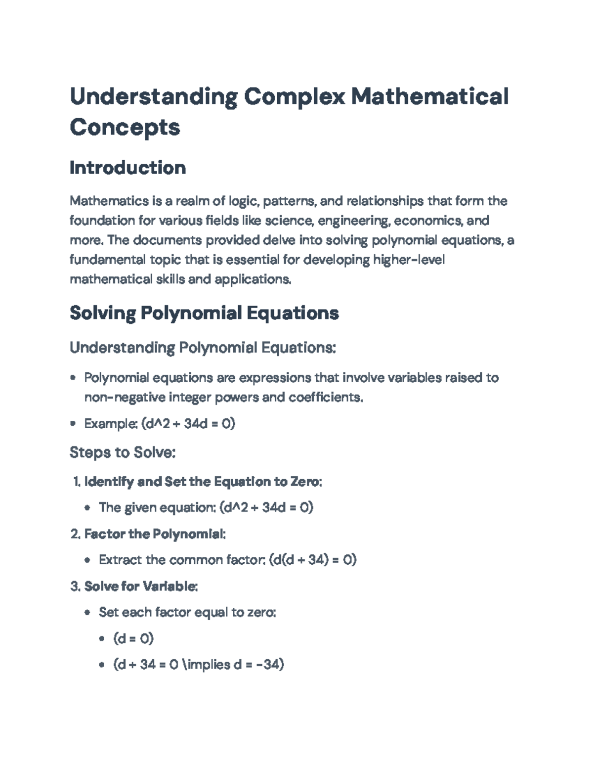 Understanding and Solving Polynomial Equations in Mathematics ...