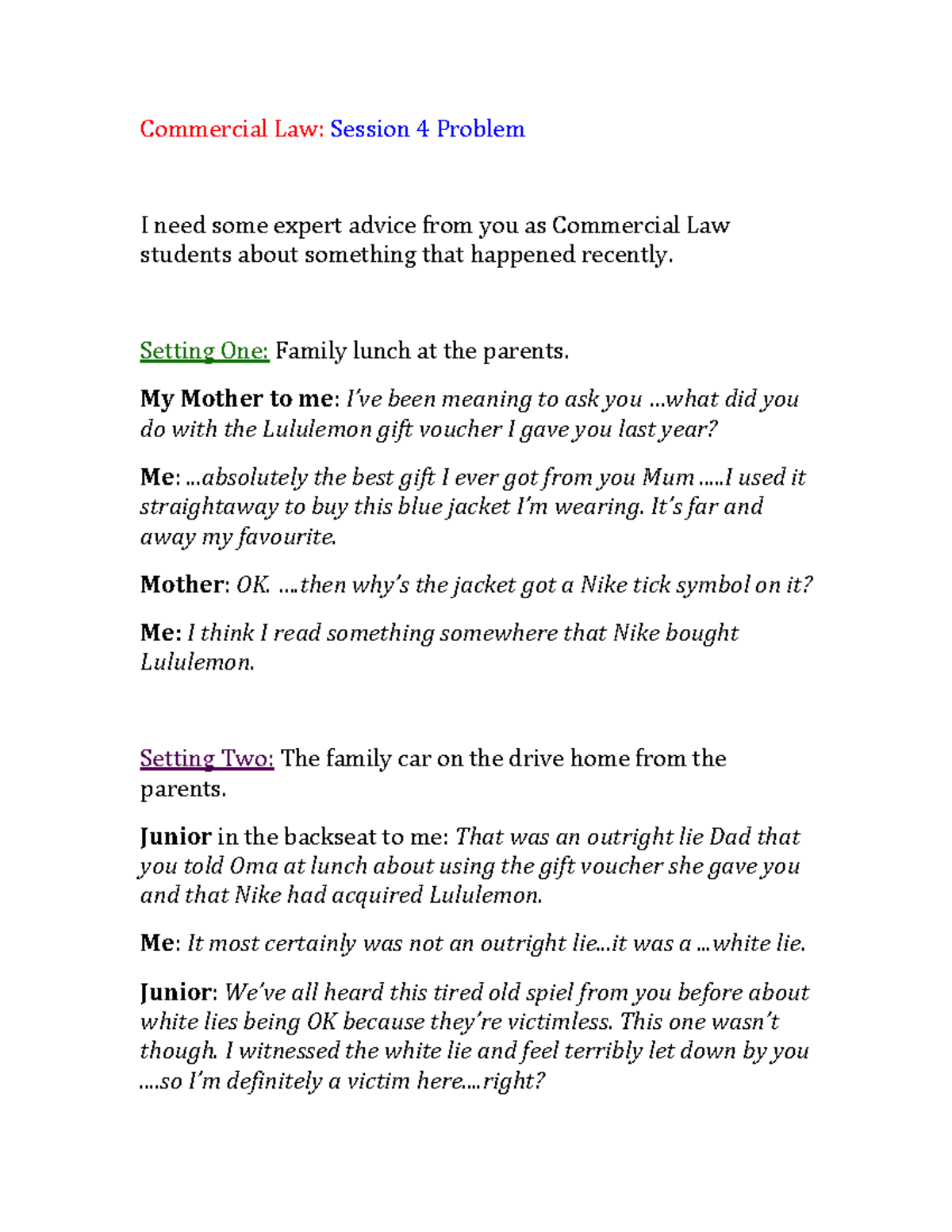 Commercial Law S4: Examining White Lies and Consumer Rights - Studocu