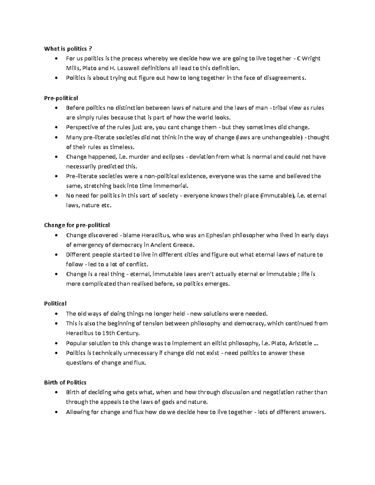 History of Politics Lecture 1 - What is politics? - For us politics is ...