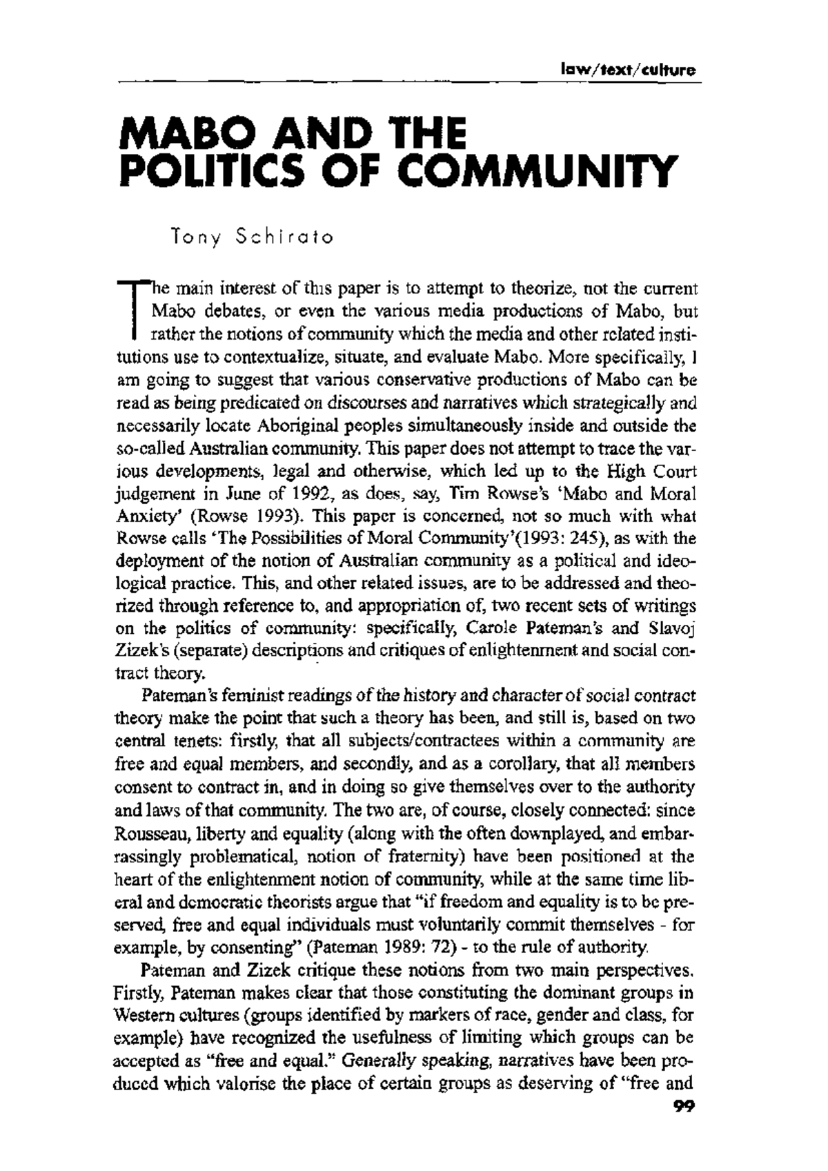 LAW101 Mabo Case: Analyzing Community Politics and Society Today - Studocu