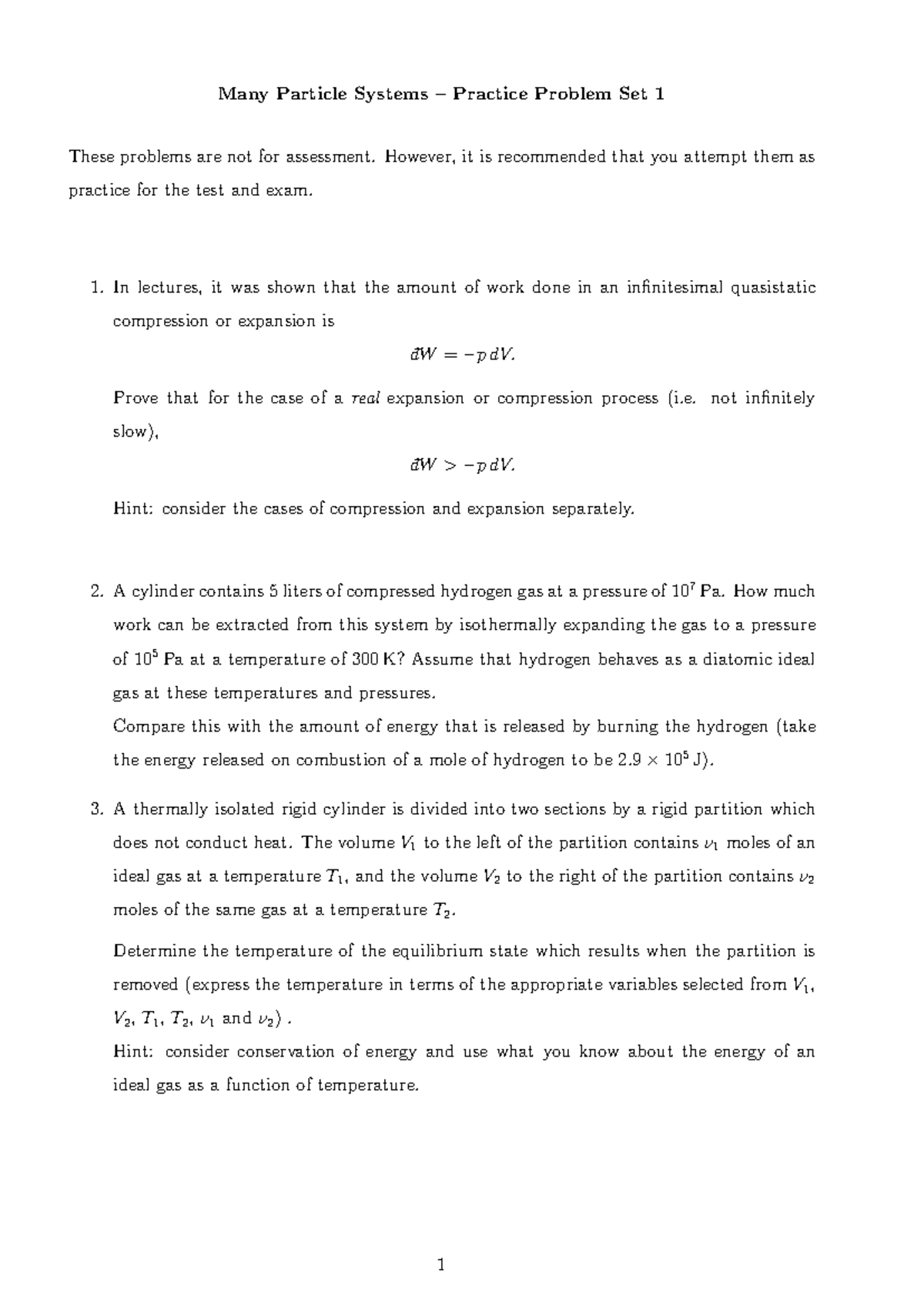 MPS Practice Problem Set 1 - Many Particle Systems – Practice Problem ...