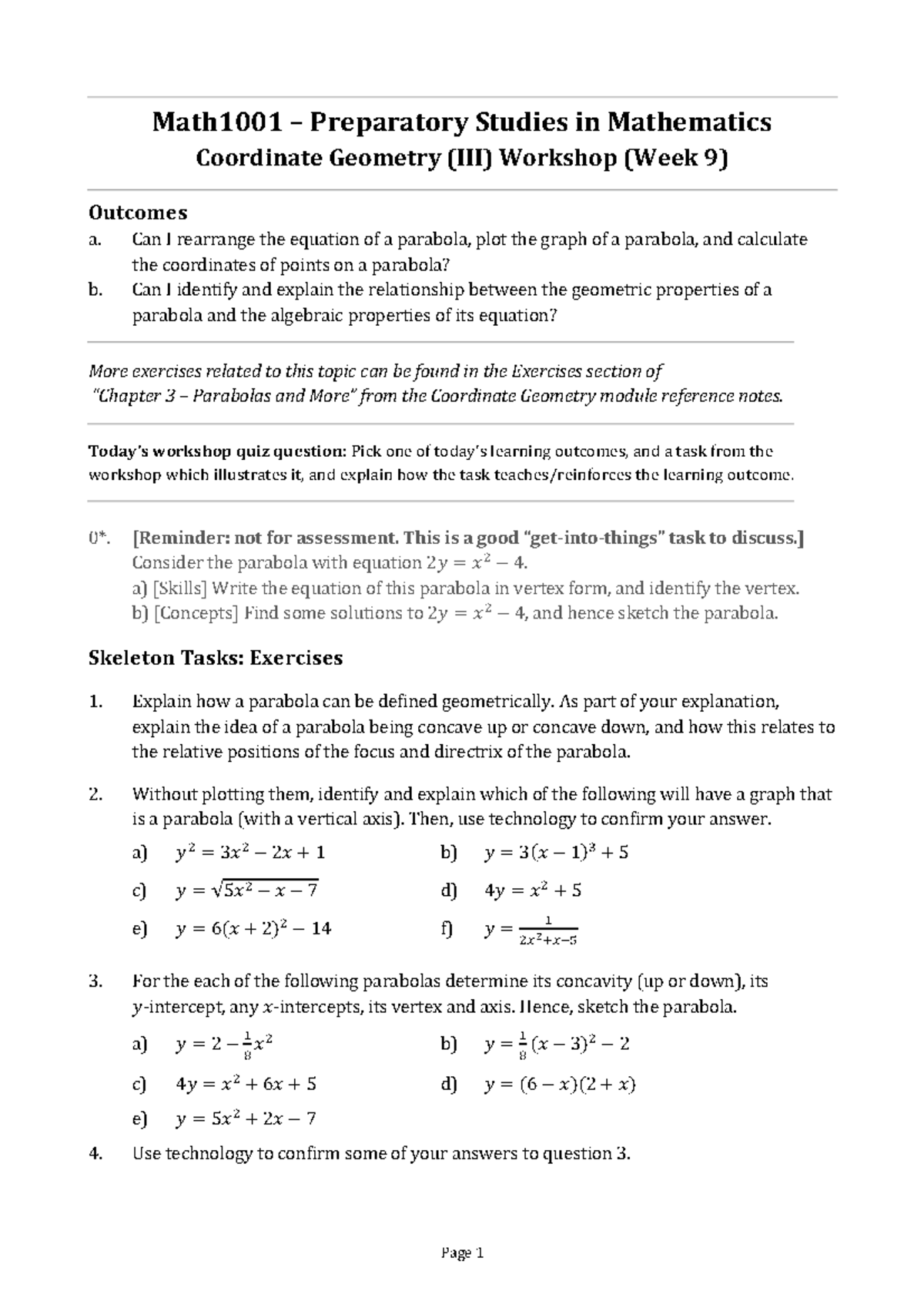 Math1001 Workshop CG3 - Page 1 Math1001 – Preparatory Studies in ...