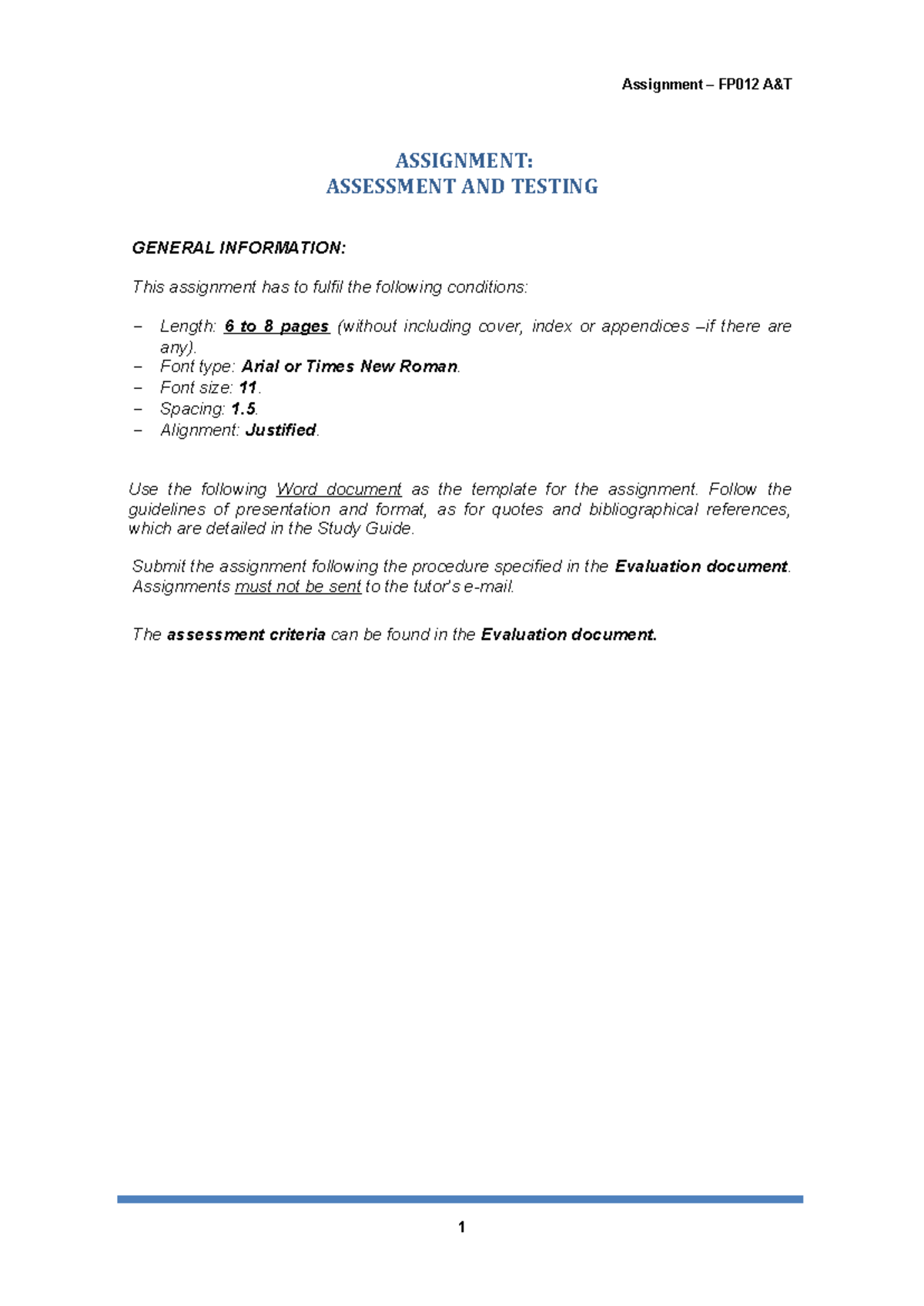 Assignment FP012: Designing a Progress Test for Language Assessment ...