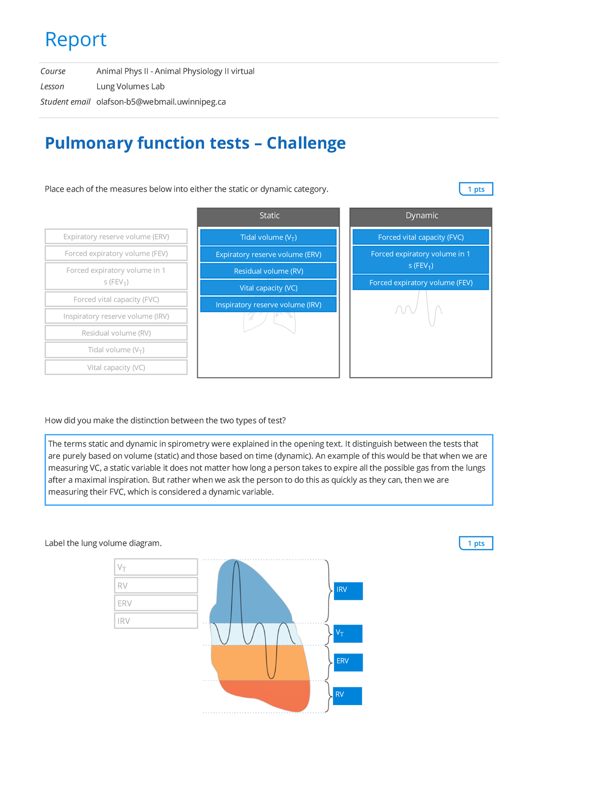 Animal Phys II - Lung Volumes Lab Report Analysis and Findings - Studocu