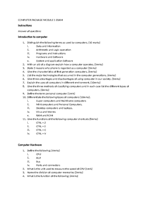 Computer FORM 2 Notes - Exams - COMPUTER STUDIES FORM 2 NOTES COMPLETE ...