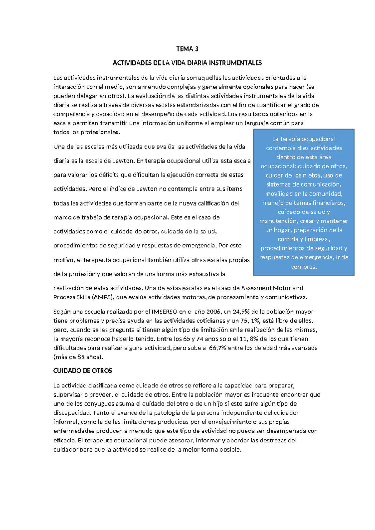 TEMA 3 AVD Instrumentales - TEMA 3 ACTIVIDADES DE LA VIDA DIARIA ...