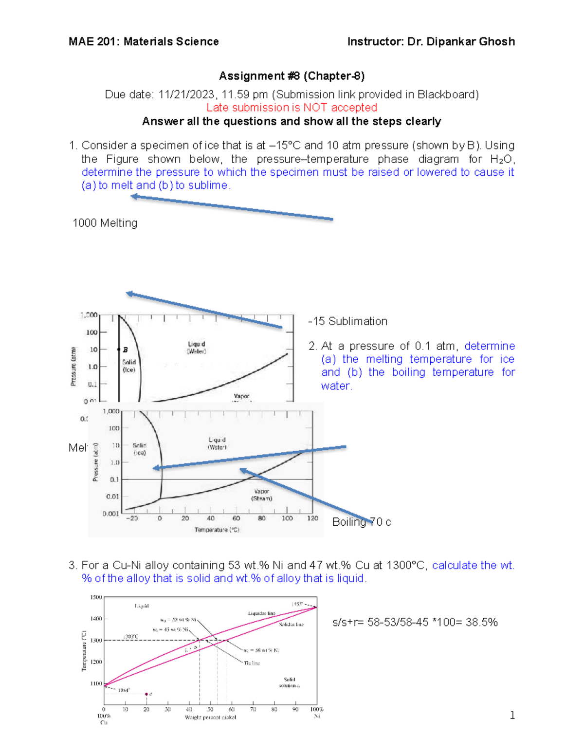 MAE 201: Assignment #8 - Phase Diagrams & Alloy Analysis - Studocu