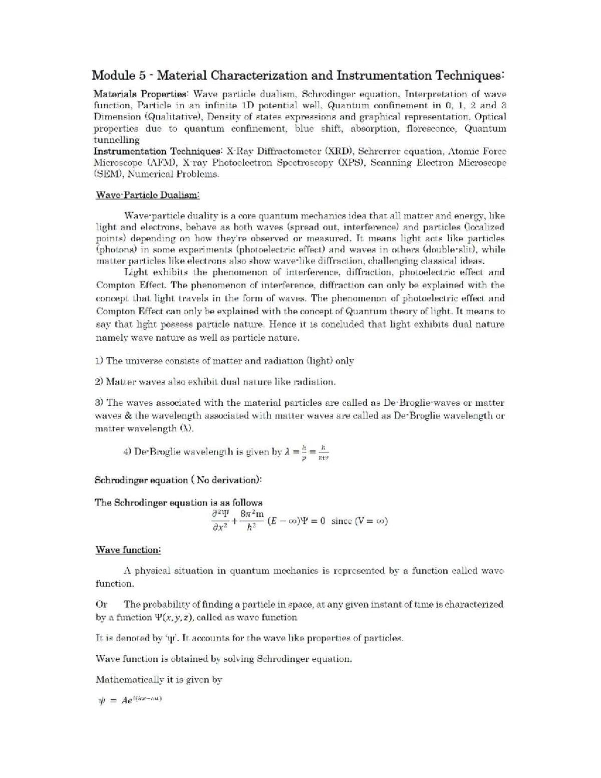 AE ME RAI Module 5: Material Characterization & Quantum Techniques ...