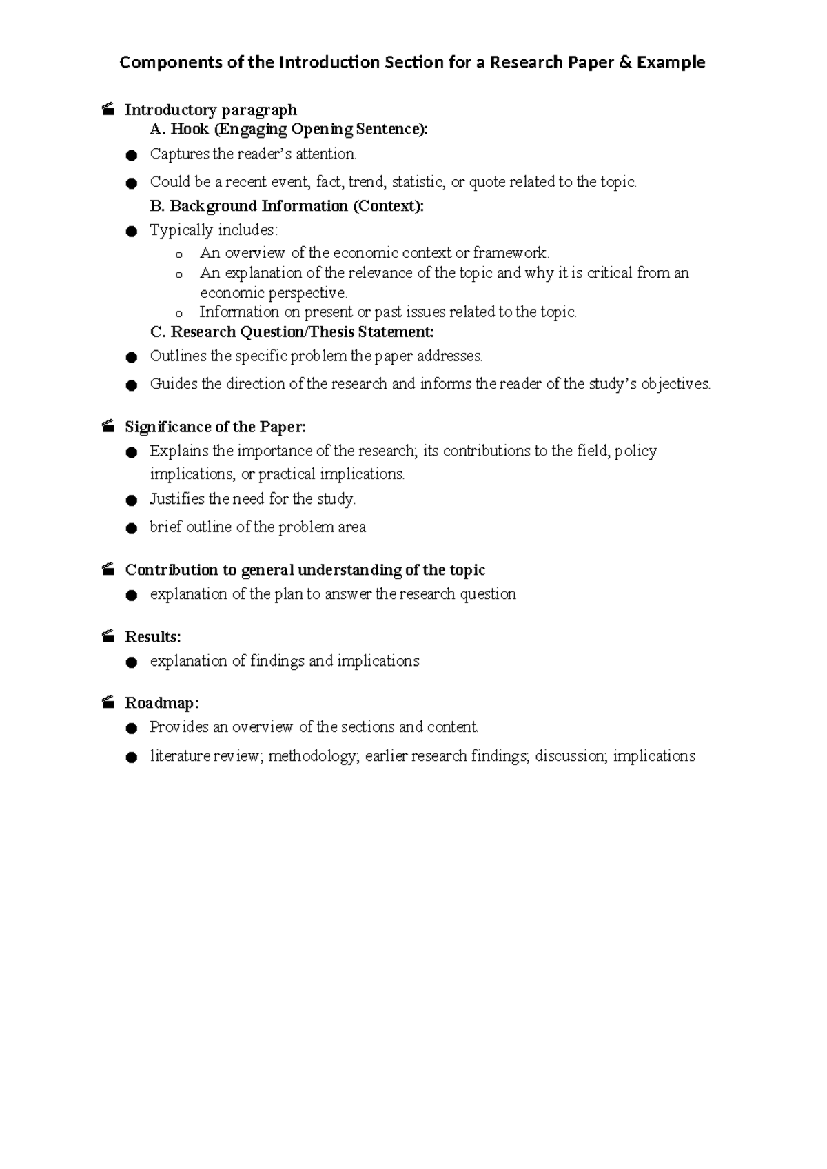Components of the Introduction Section of a Research Paper - Studeersnel