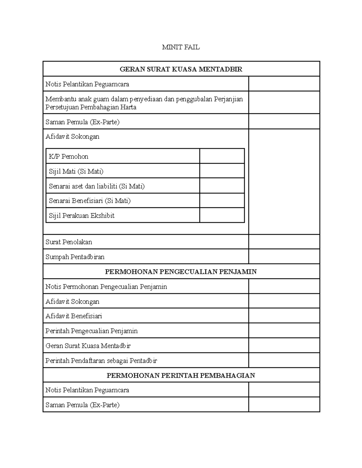 Minit file grant of letter of administrator of estate - MINIT FAIL ...