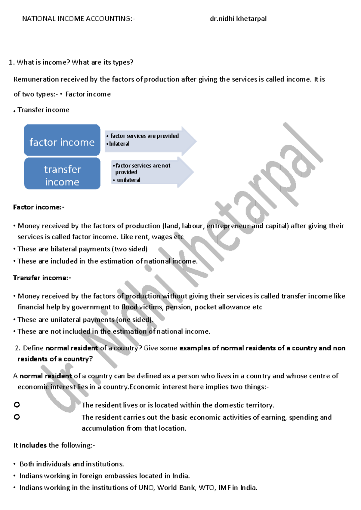 National Income Notes - Introduction to Macroeconomics (ECO101) - Studocu