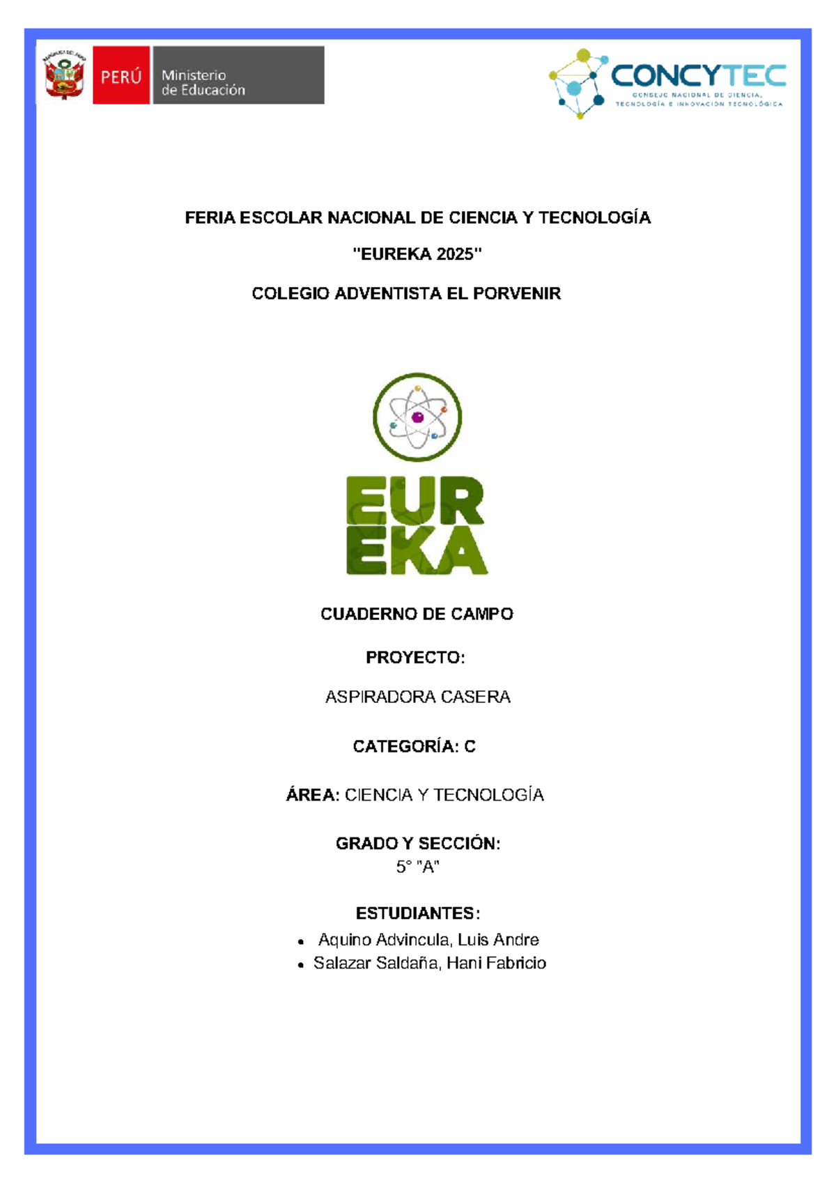 #210 Cuaderno de Campo: Proyecto Aspiradora Casera en Ciencia y Tecnología - Document Preview