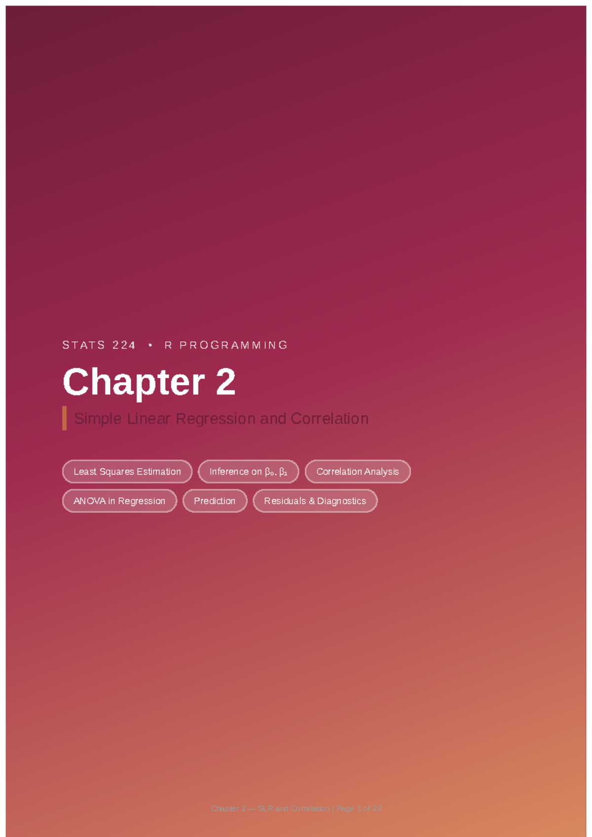 Chapter 2 S TAT S 2 2 4 R Programming: SLR & Correlation Analysis Notes ...