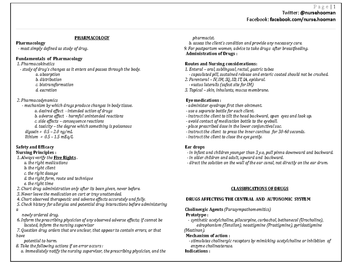 Pharmacology Study Guide: Key Concepts & Nursing Considerations - Document Preview