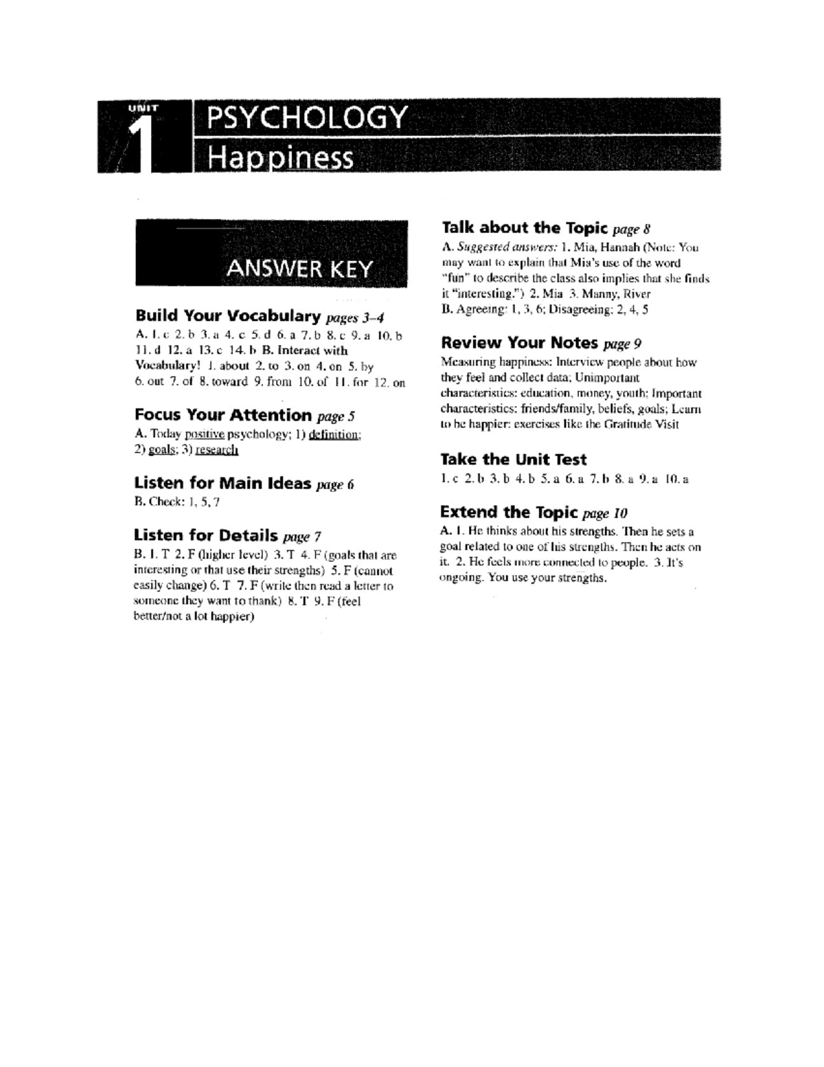 Contemporary Topics-AK & Scripts - UNIT PSYCHOLOGY 1 Happiness Talk ...