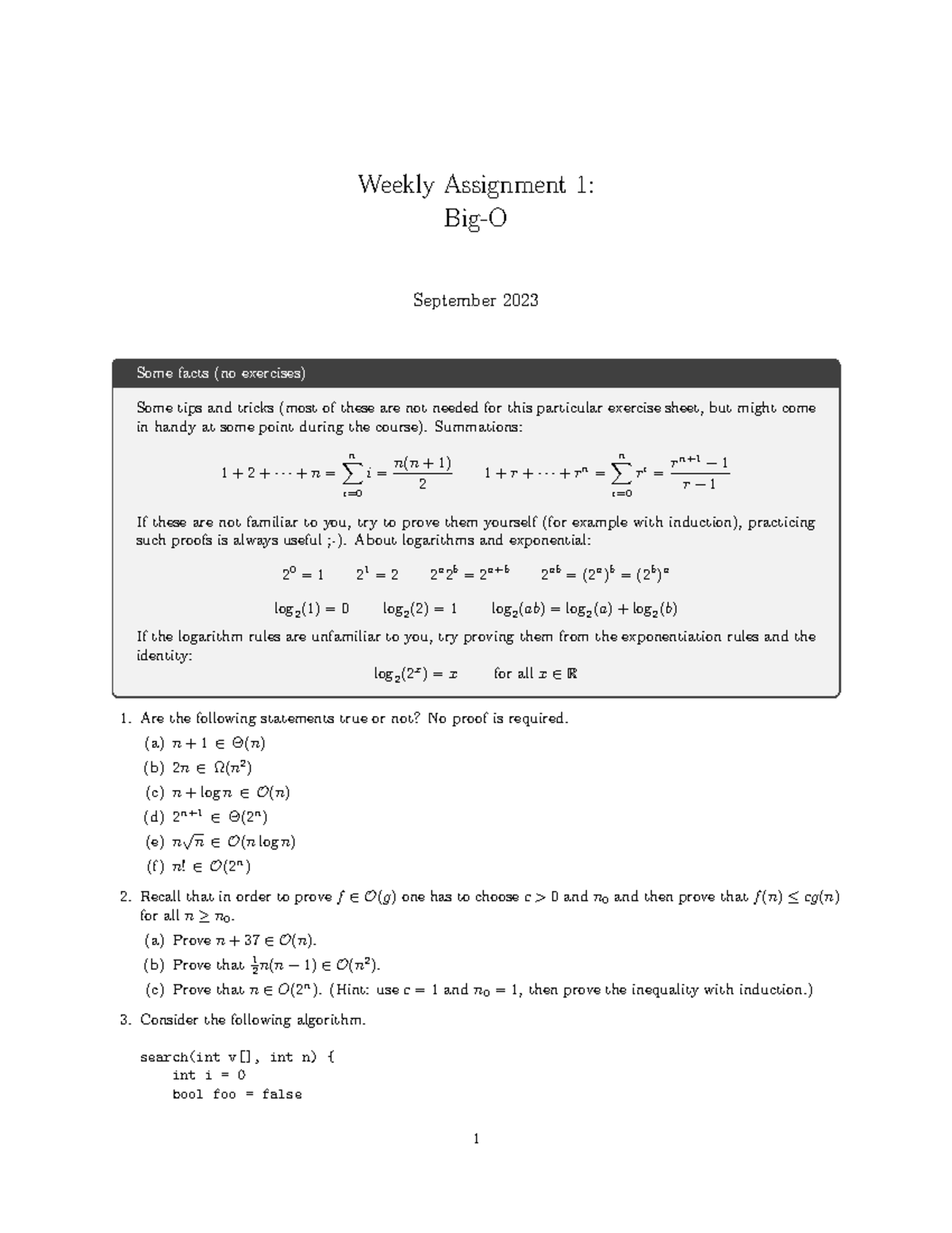 Weekly Assignment 1: Big-O Analysis and Exercises - SEPT2023 - Studeersnel