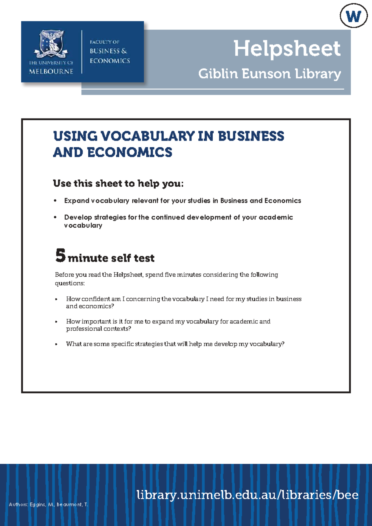Using Vocabulary in Business and Economics: A Helpsheet Guide - Studocu