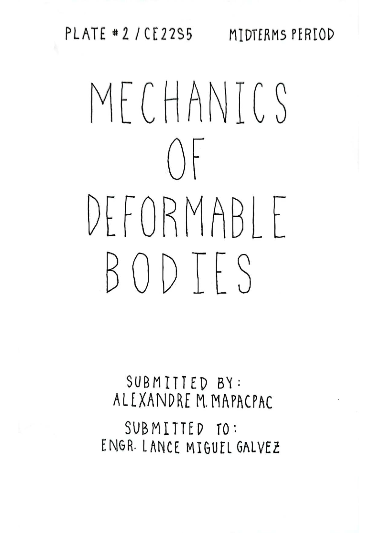 PLATE 2 CE22S5 MIDTERM STUDY NOTES ON MECHANICS OF DEFORMABLE BODIES ...