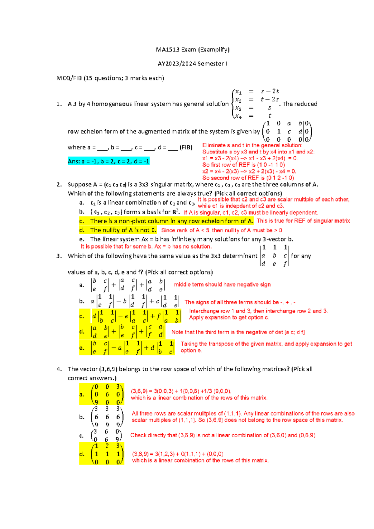 MA1513(2324Sem1)Examplify Solution - MA1513 Exam (Examplify) AY2023 ...