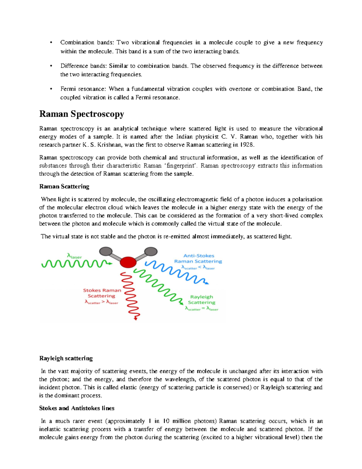 Raman Spectroscopy - Notes on Vibrational Analysis and Techniques - Studocu