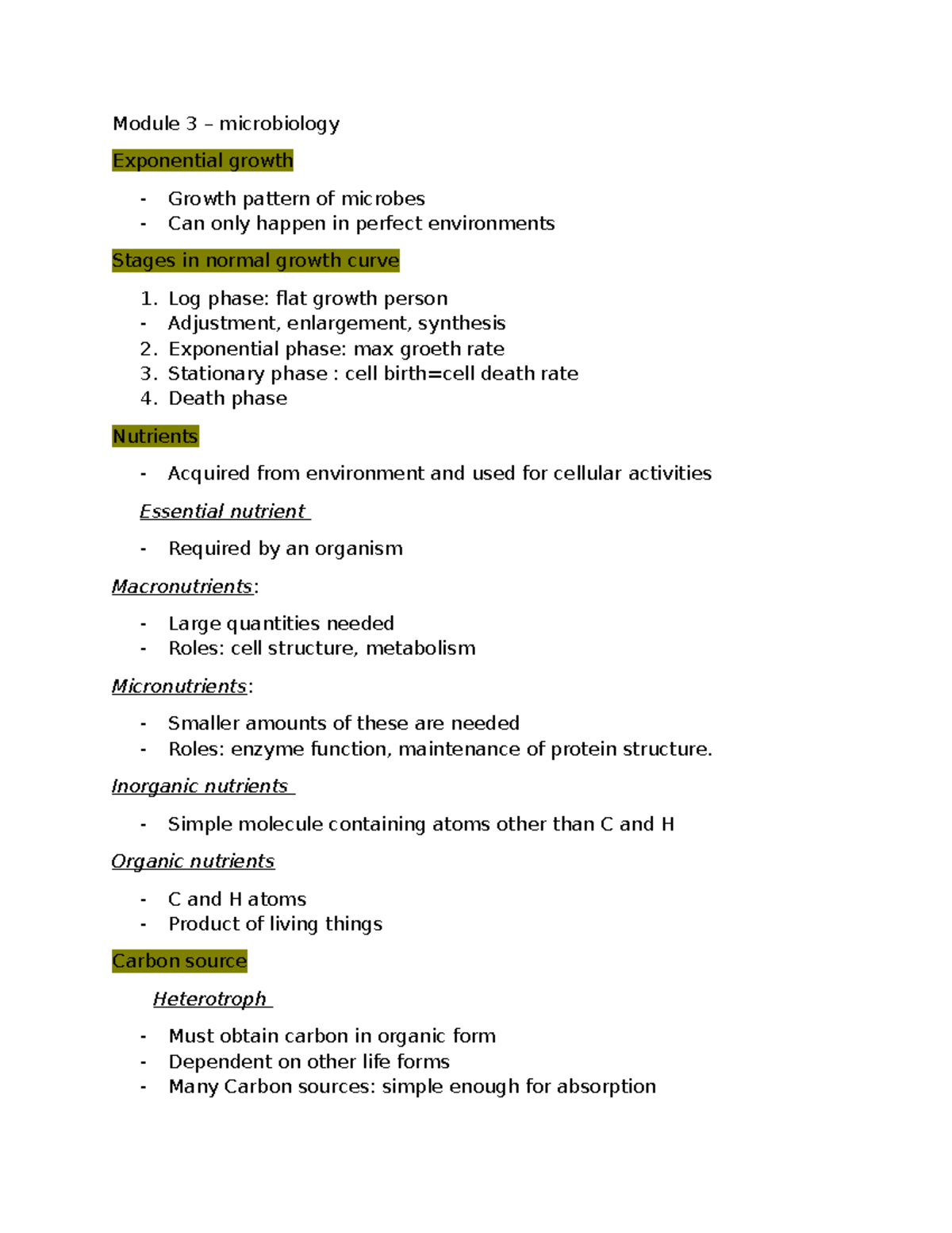 Microbiology Module 3: Microbial Growth, Adaptations, and Nutrition ...