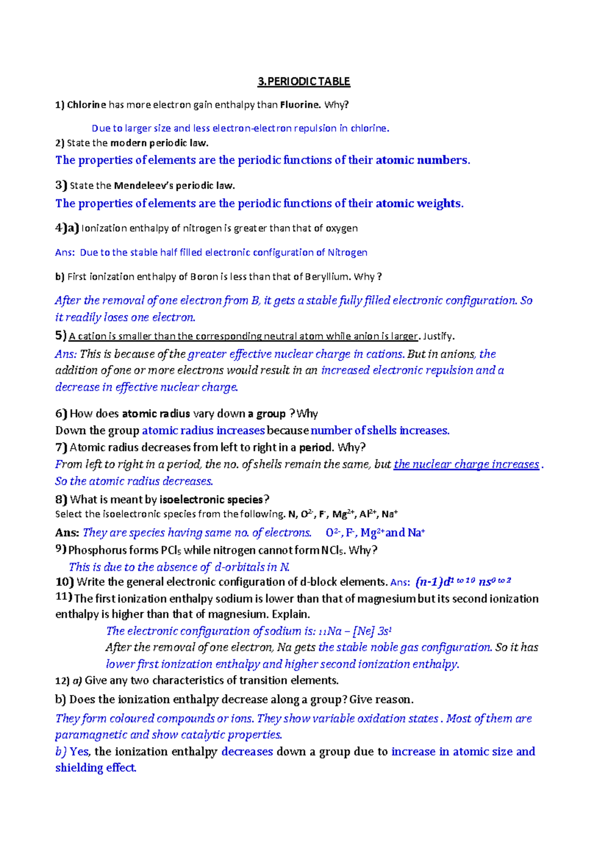 Periodic Table & Bonding Concepts: Key Insights and Explanations - Studocu