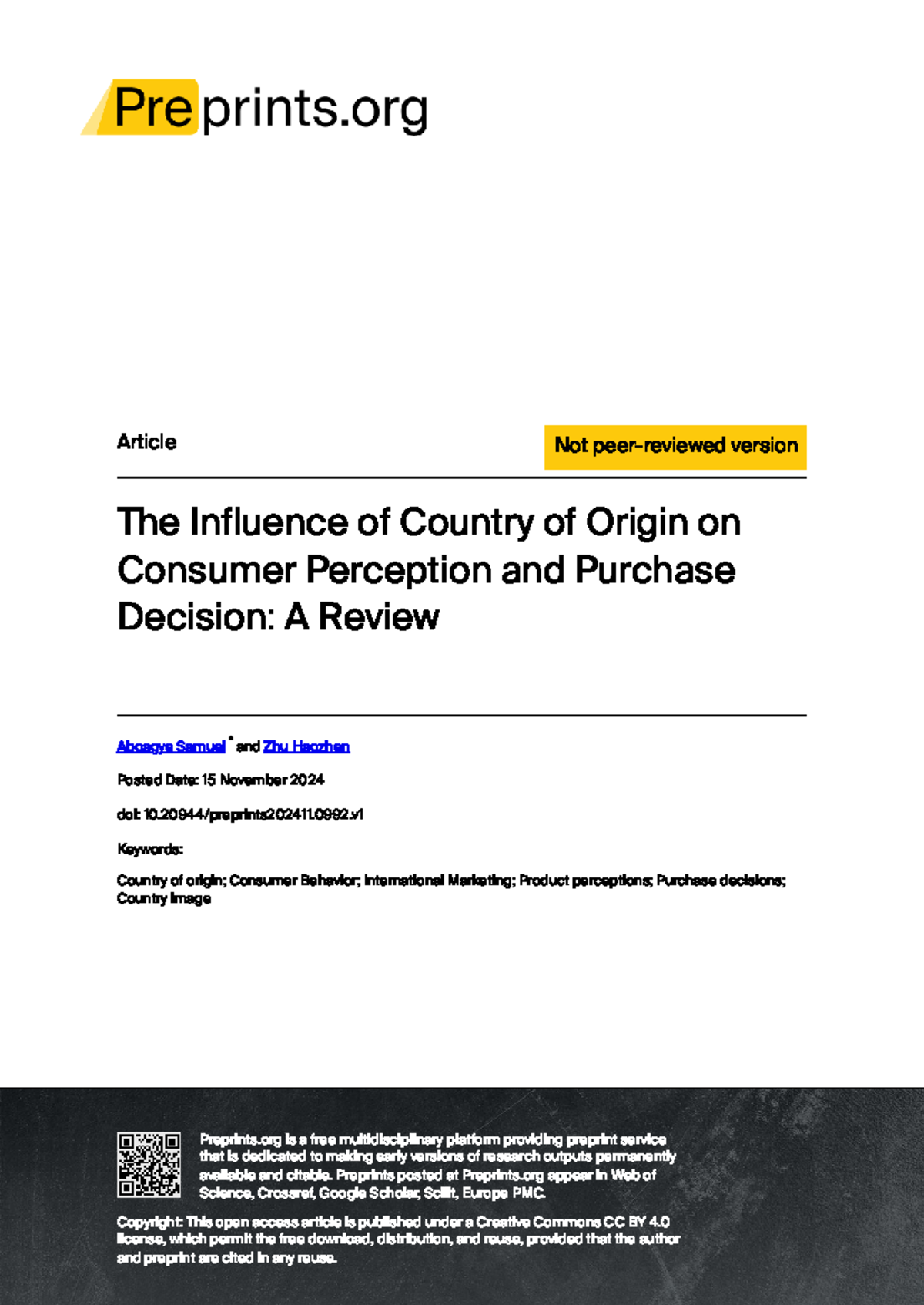The Influence of Country of Origin on Consumer Perception: A Review ...