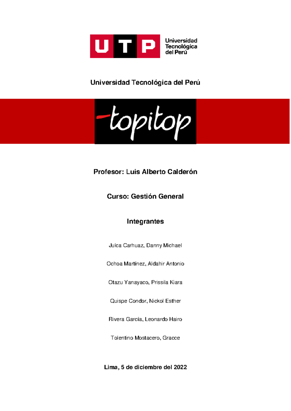 Trabajo Final: Gestión de Topitop en el Sector Textil - UTP - Studocu