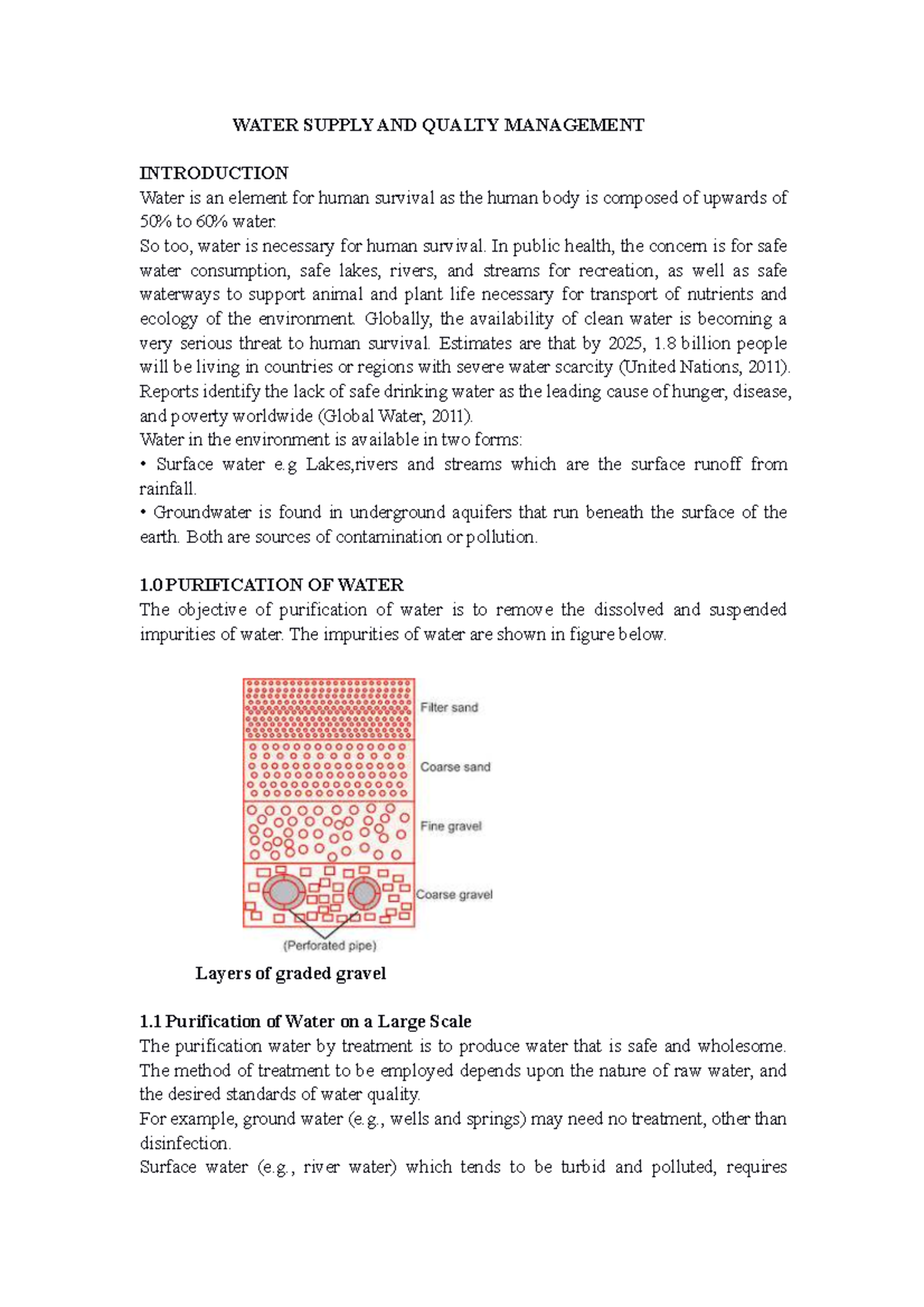 Water Supply AN 2 7 - Quality Management and Purification Notes - Studocu