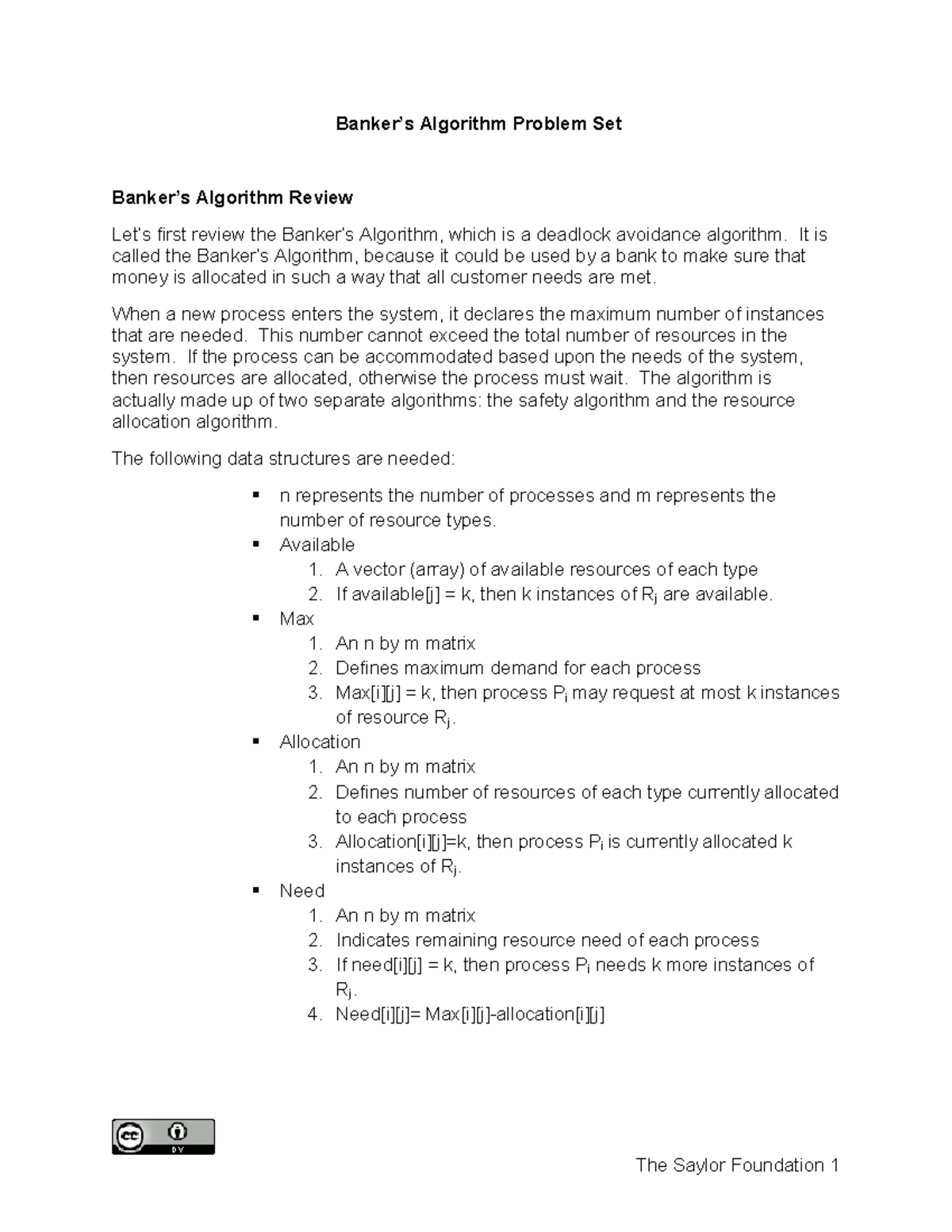 CS401 Banker's Algorithm Exercise: Final Problem Set Review - Studocu