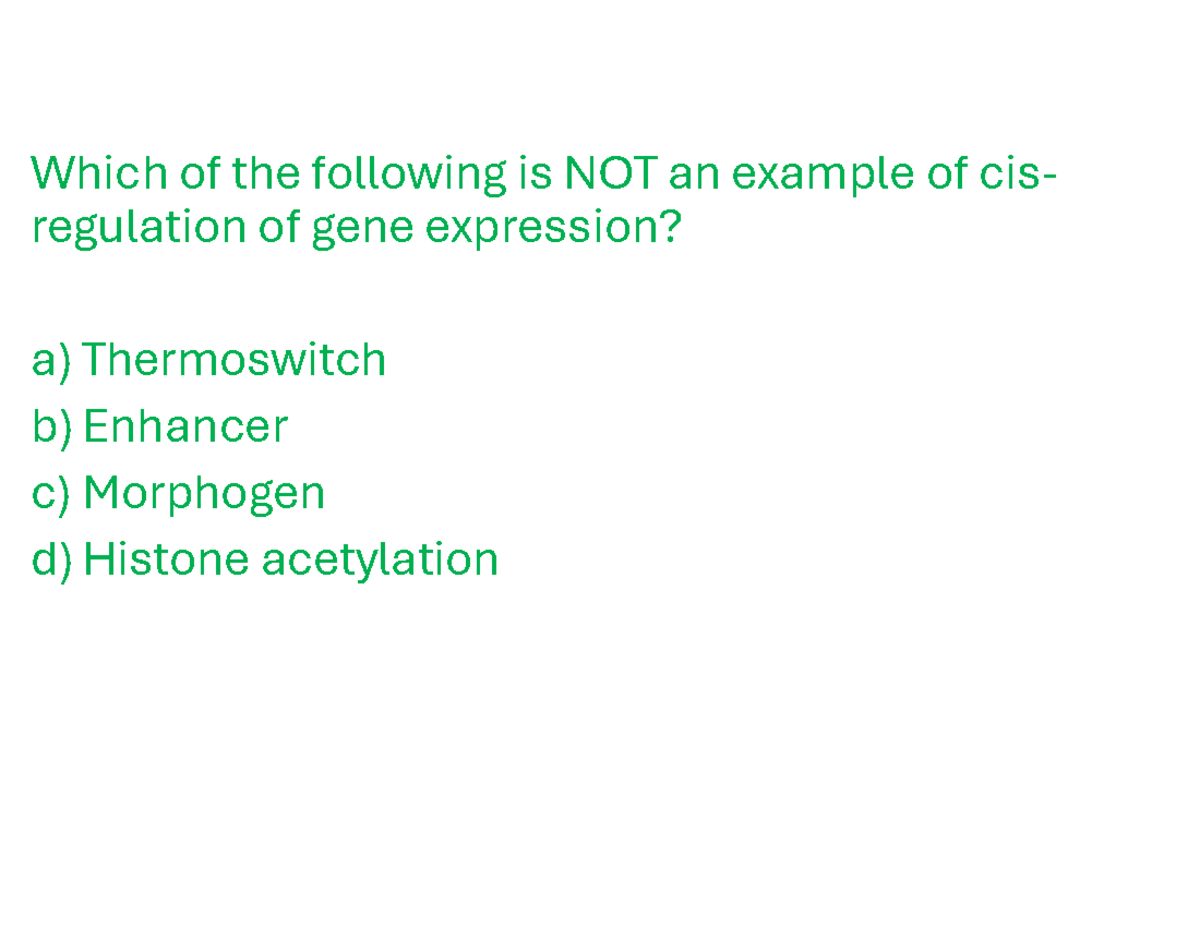 Final Exam Review: Gene Expression & Regulation Concepts (BIO5, BIO3 ...