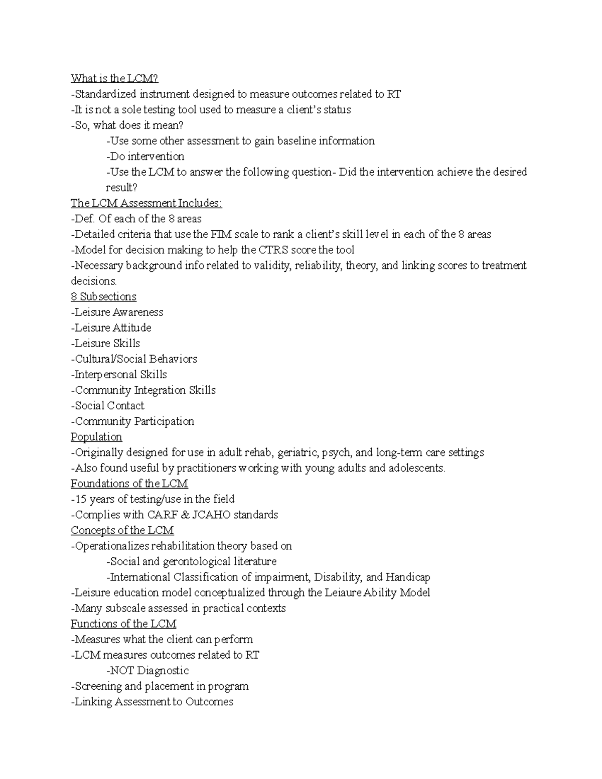 The Leisure Competency Measure (LCM) Overview and Assessment Guide ...